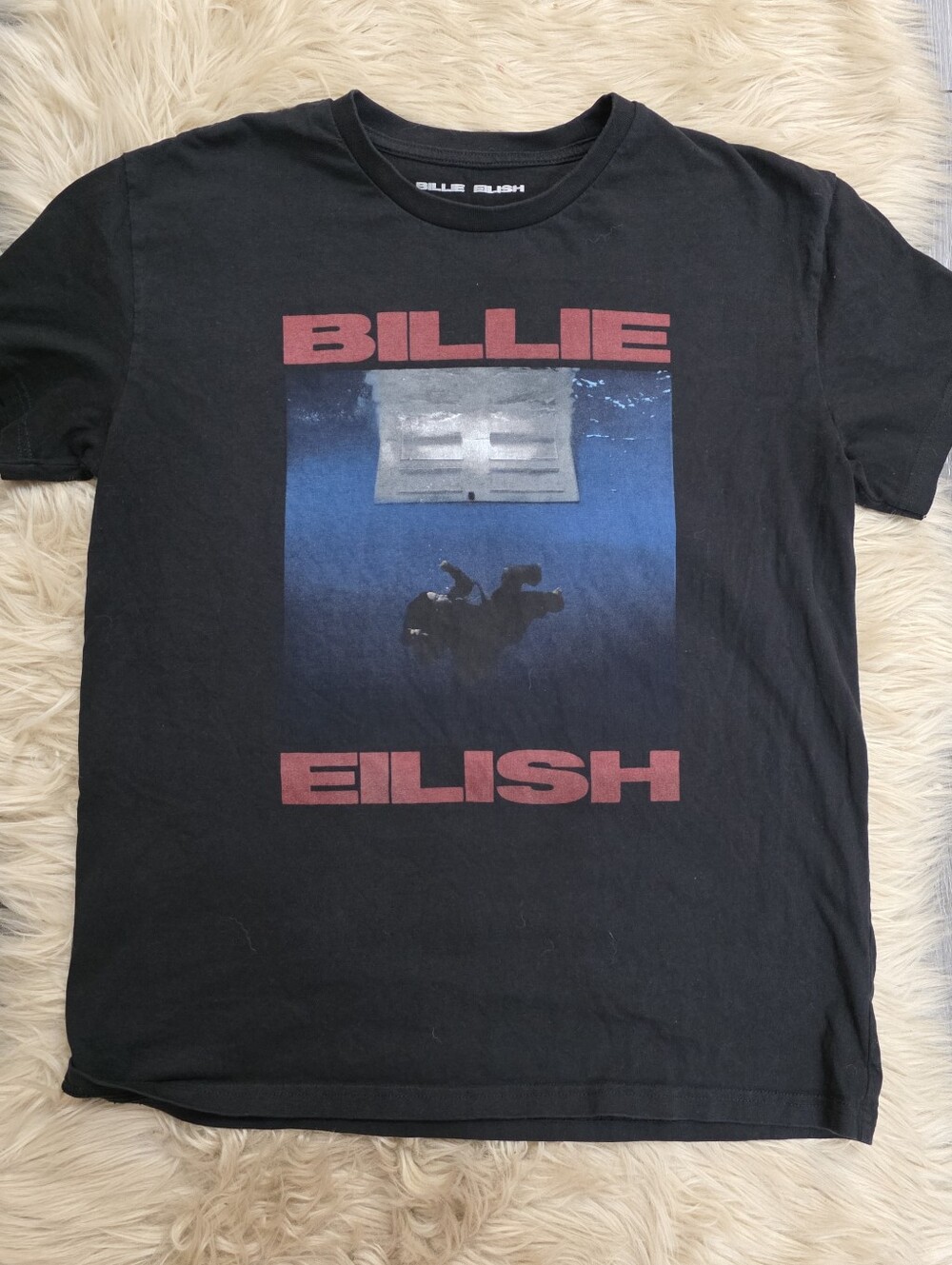 Billie Eilish Scuba Diver Black Graphic Short Sleeve Tee - Unisex Size Medium